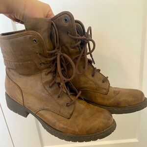 BOC Brown Leather Saturn Light Lined Ankle Winter Fall Boots Women's Size 10